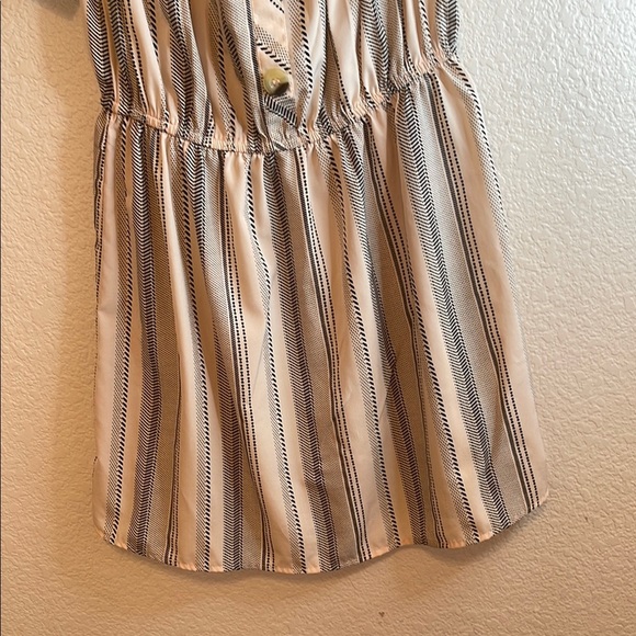 Striped Off-Shoulder Dress with Button Detail - Picture 3 of 7